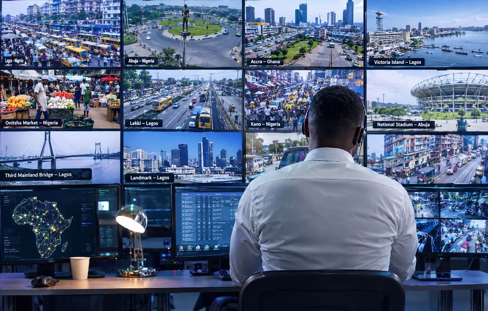 Security team monitoring integrated technology and processes